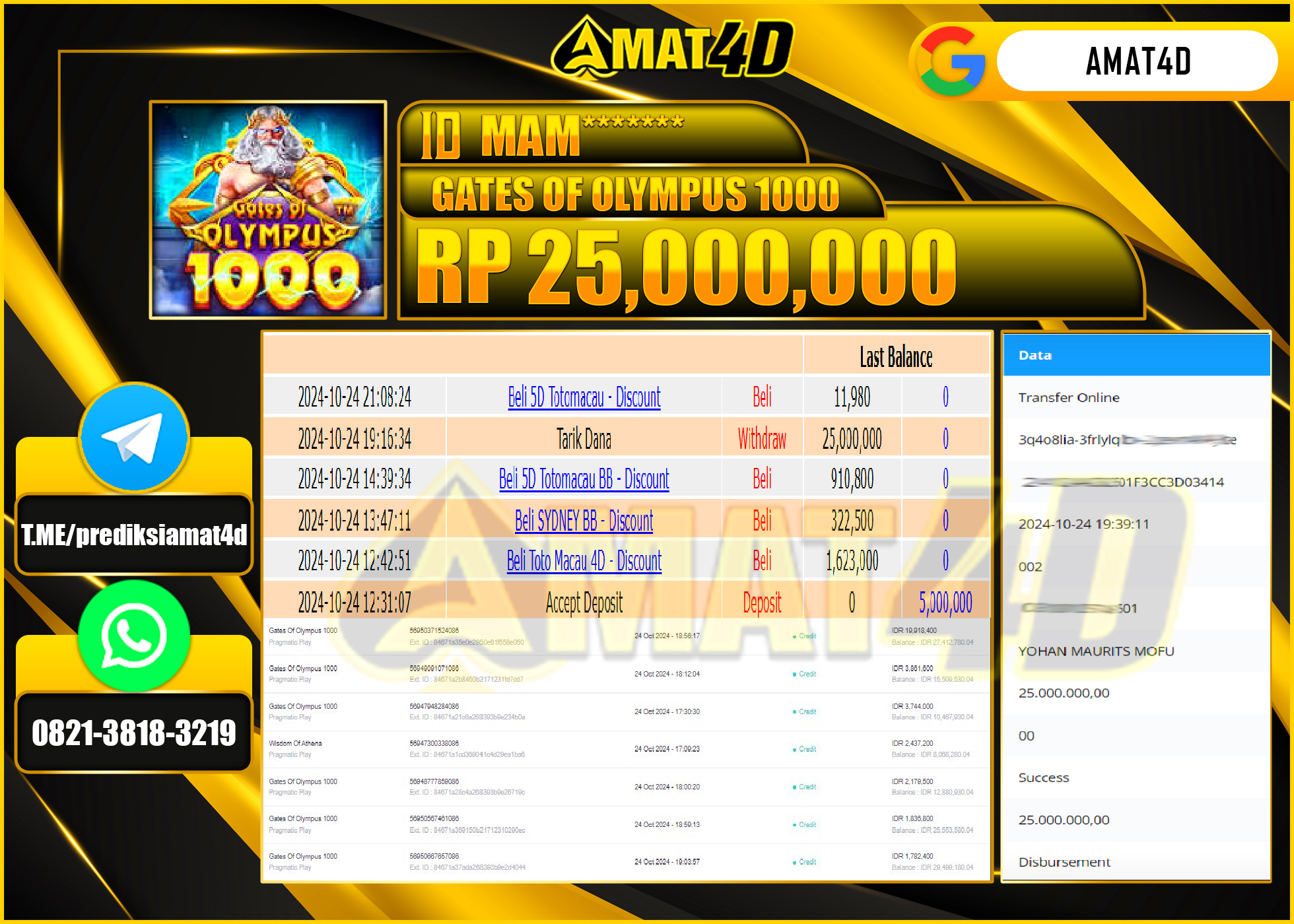  AMAT4D JACKPOT SLOT GTAES OF OLYMPUS 1000 Rp.25.000.000 BERHASIL DI BAYAR LUNAS