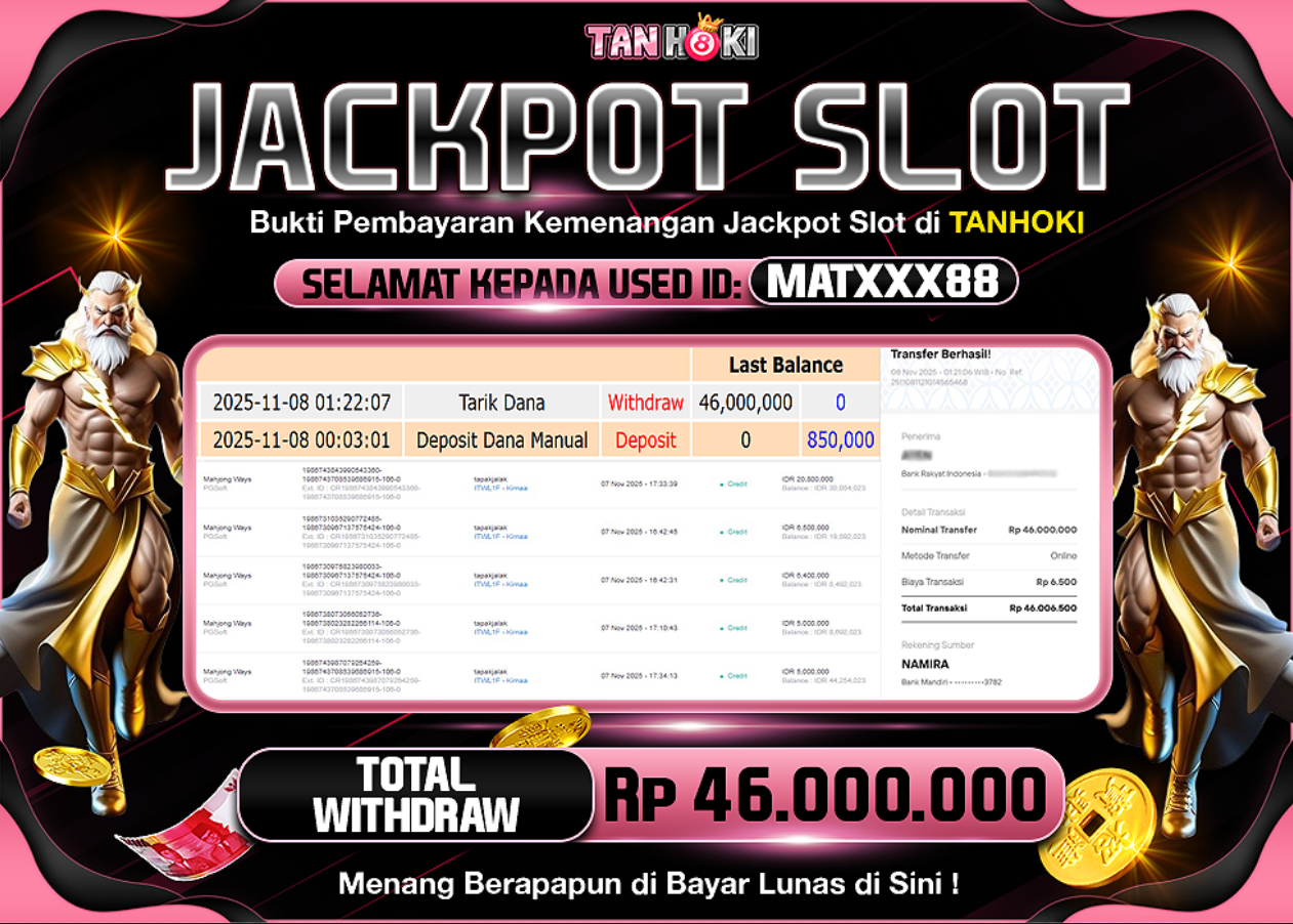 TANHOKI JACKPOT SLOT MAHJONG WAYS Rp..46.000.000,- LUNAS