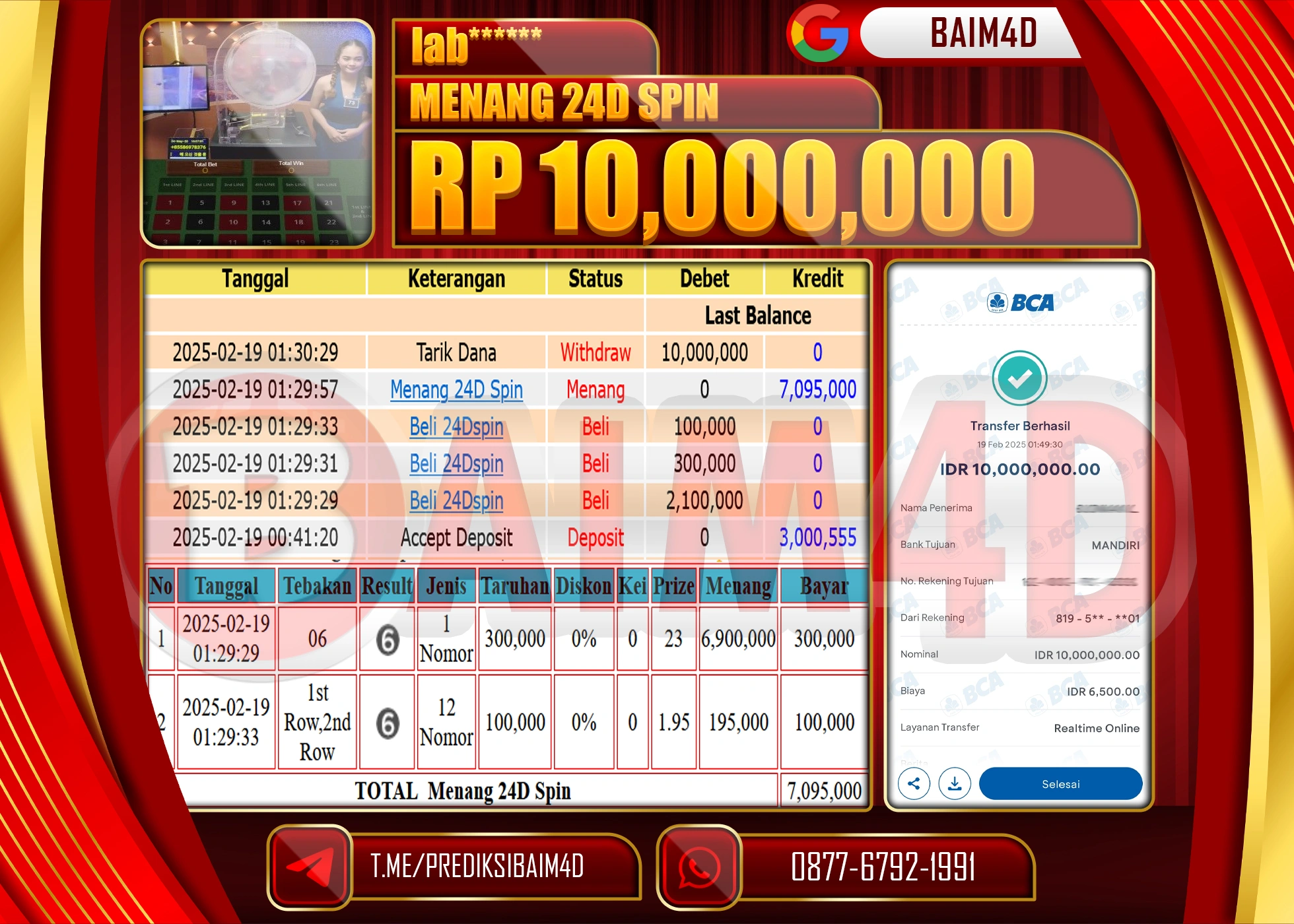 BAIM4D   MENANG 24 D SPIN Rp.10.000,000.