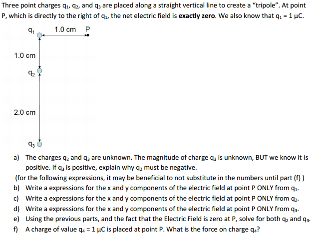 Solved three point charges q1 q2 and q3 are placed along a chegg