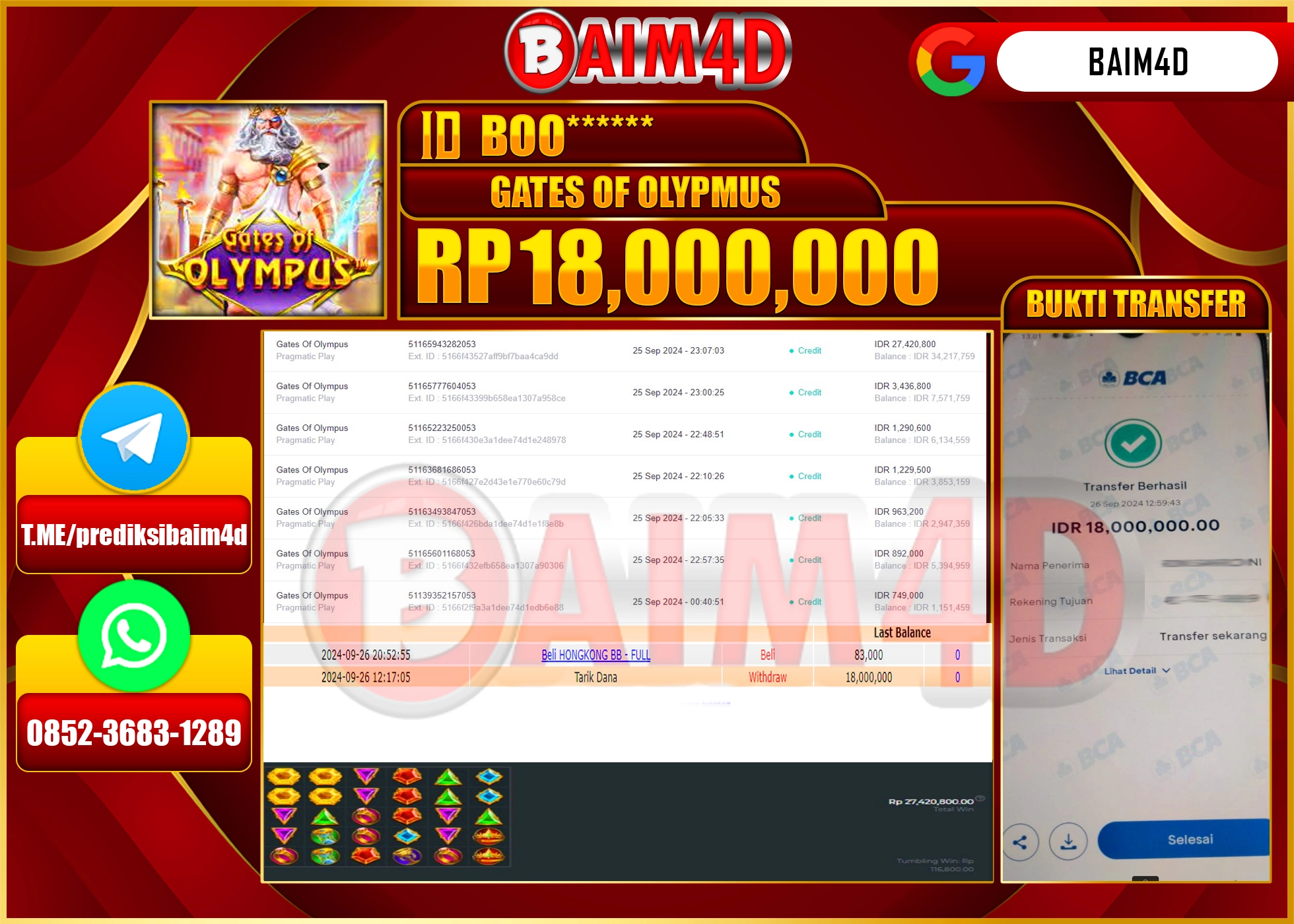 BAIM4D JACKPOT GATES OF OLYMPUS Rp.18.000,000.- LUNAS