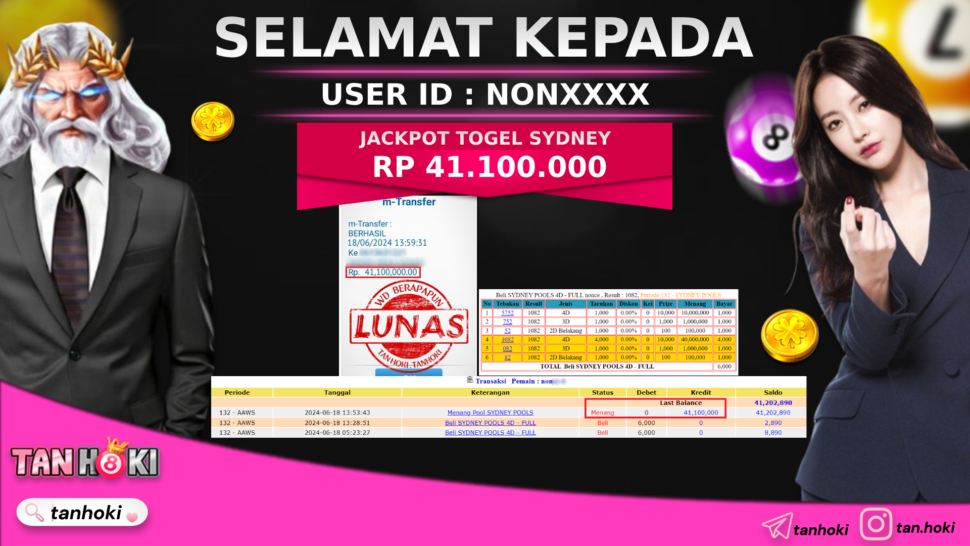 TANHOKI JACKPOT TOGEL SYDNEY  Rp.41.100.000,- LUNAS
