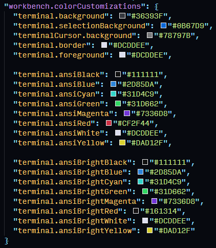 Terminal config