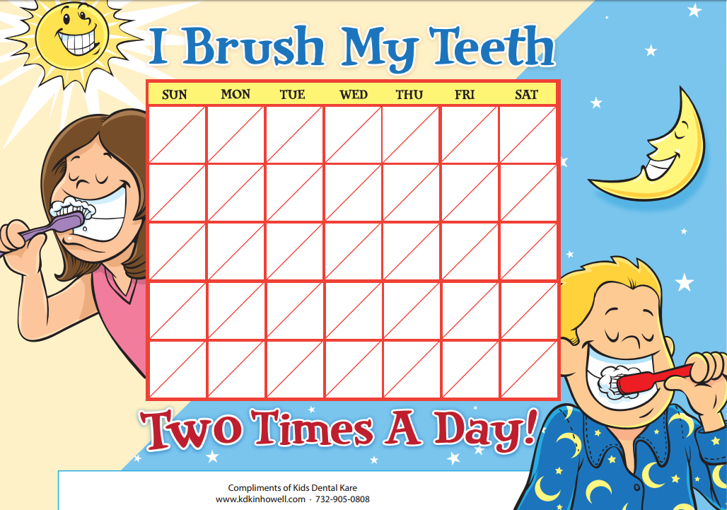 Brush my teeth kids calendar Kids calendar Pediatric dentist Pediatrics