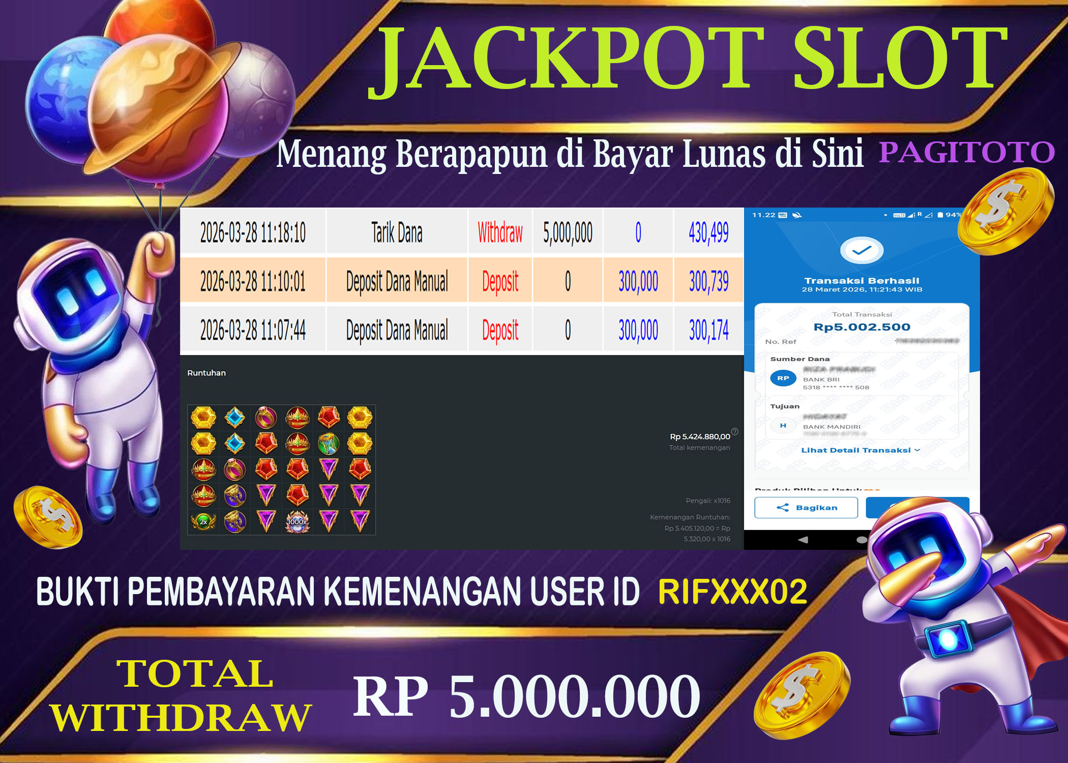 HAPPY JACKPOT MEMBER PAGITOTO SLOT GATES OF OLYMPUS 1000 Rp  5.000.000-, - LUNAS