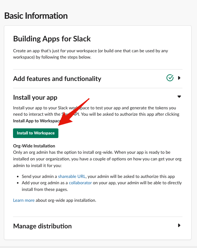 slack apps -install
