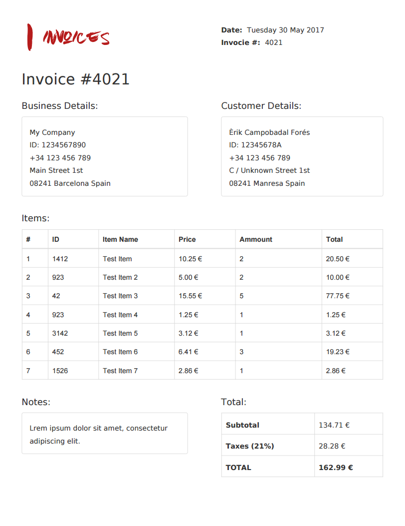 Sample Invoice