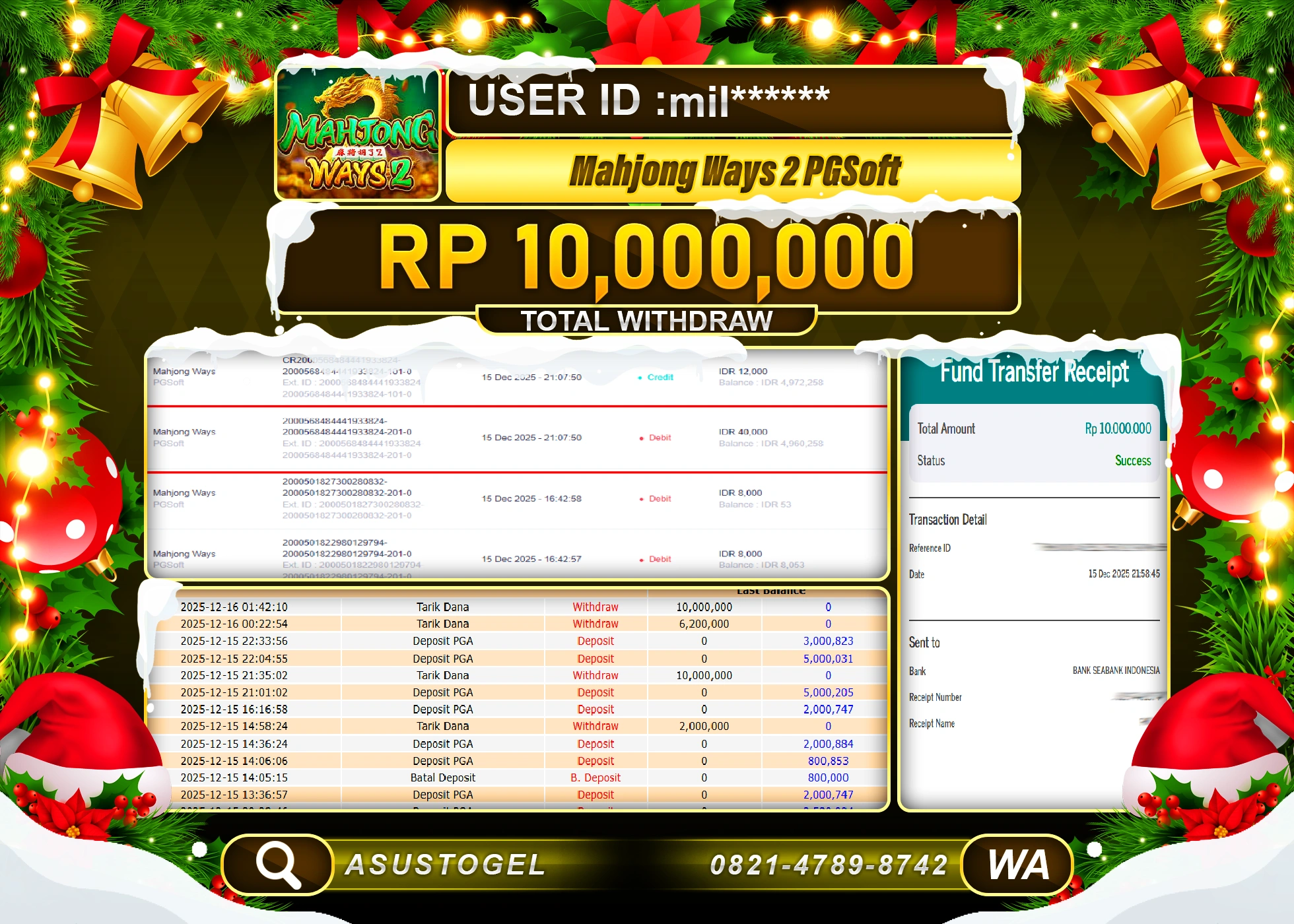 ASUSTOGEL KEMENANGAN DI SLOT MAHJONG WAYS 2 SEBESAR 10,000,000 - RUPIAH LUNAS