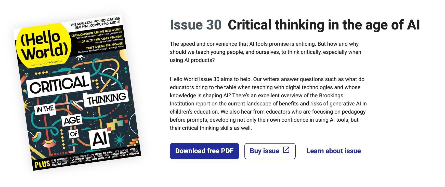 Hello World Issues - #30 Critical thinking in the age of AI
