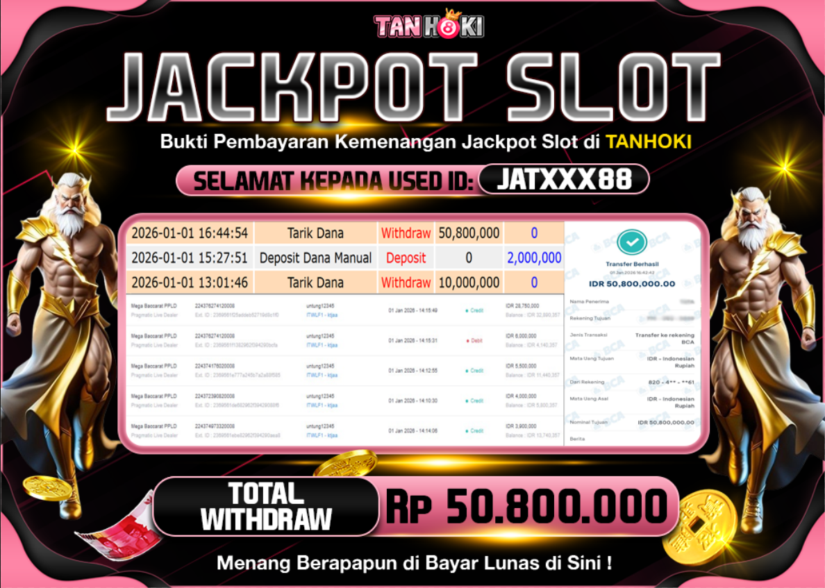 TANHOKI JACKPOT SLOT MEGA BACCARAT PPLO Rp..50.800.000,- LUNAS