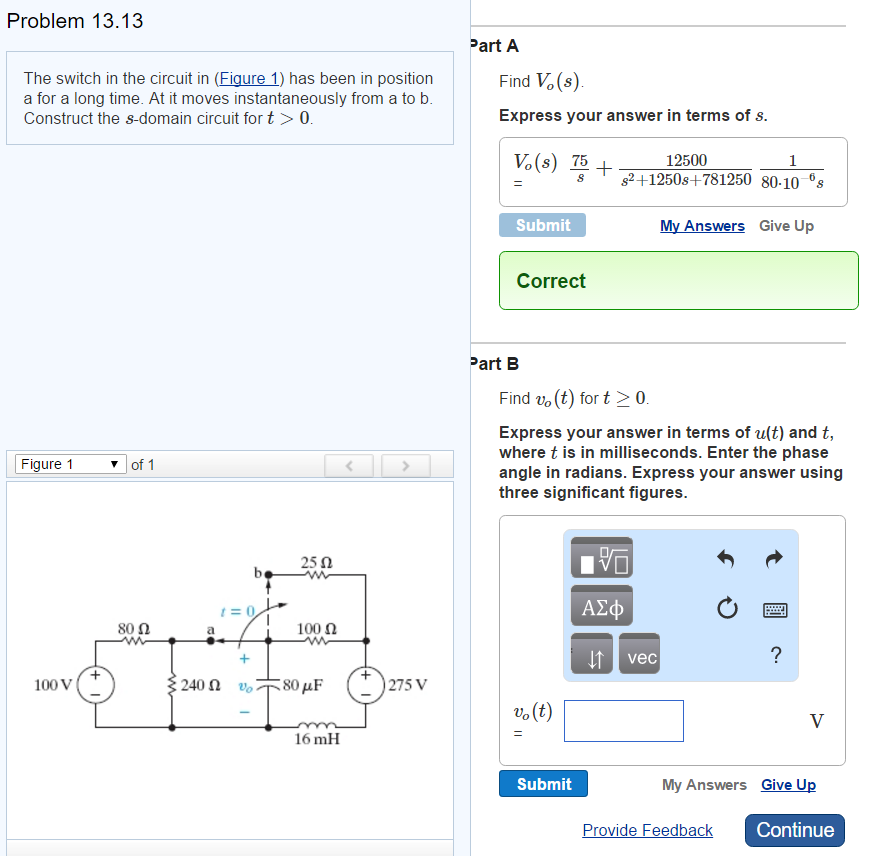 Solved The Switch In The Circuit In (Figure 1) Has Been I