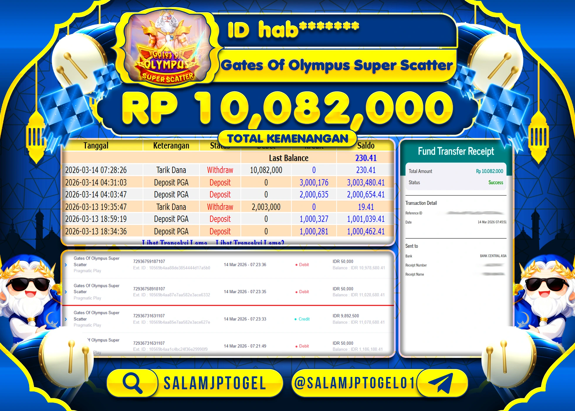 SALAMJPTOGEL JACKPOT Gates Of Olympus Super Scatter Rp.10,082,000 - LUNAS