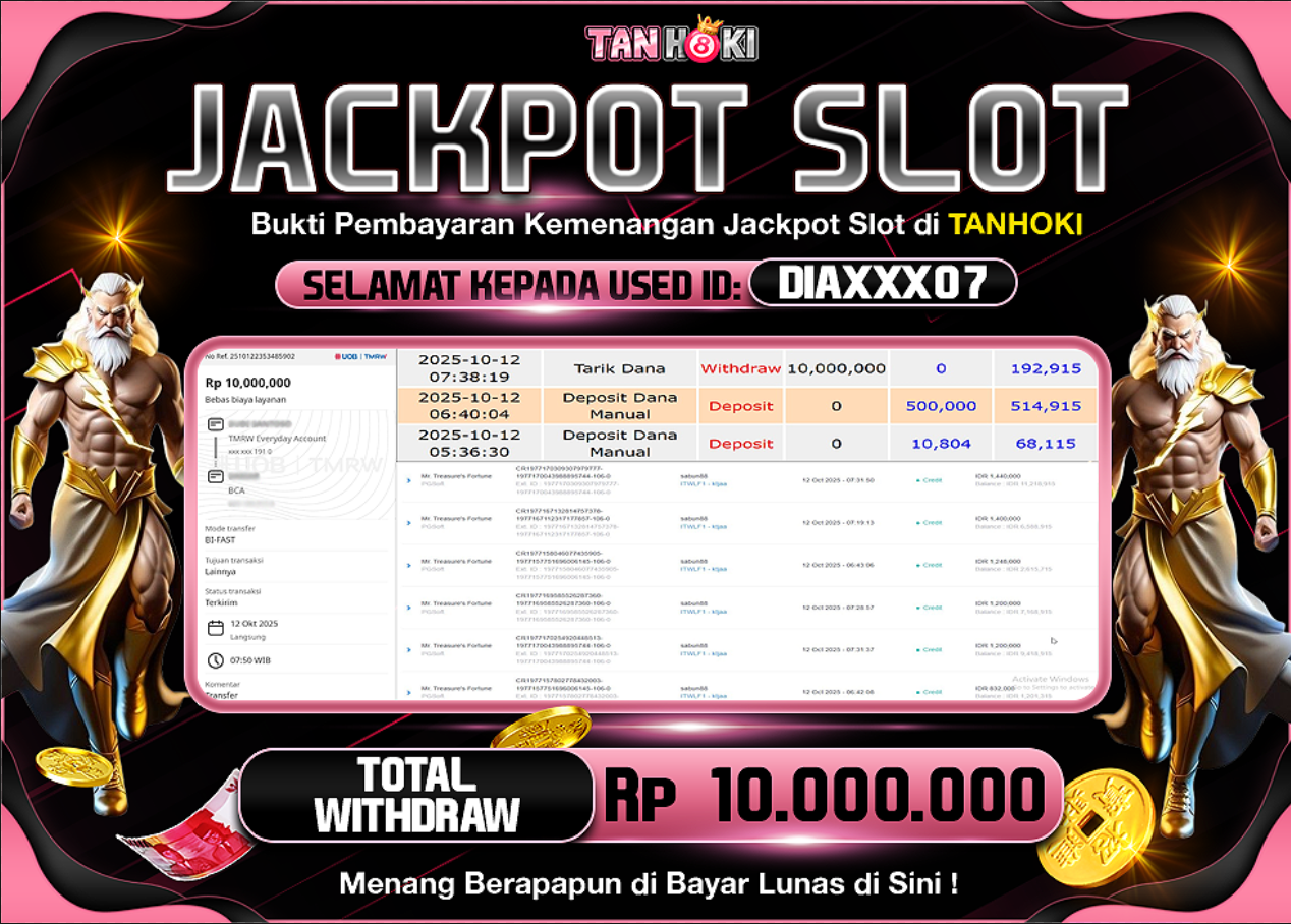 TANHOKI JACKPOT SLOT MR TREASURE FORTUNE Rp.10.000.000,- LUNAS