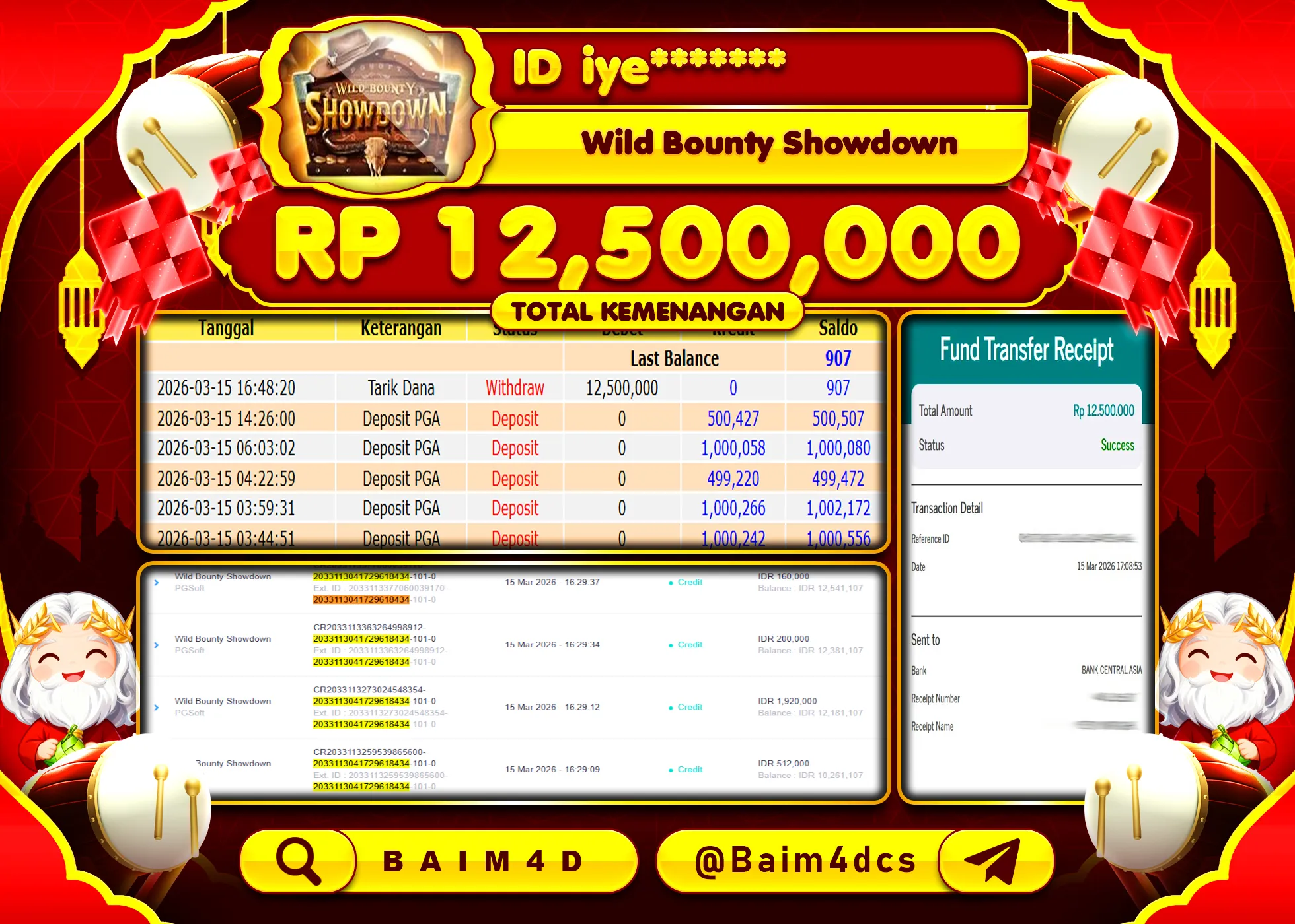 BAIM4D JACKPOT WILD BOUNTY SHOWDOWN Rp.12,500,000 - LUNAS
