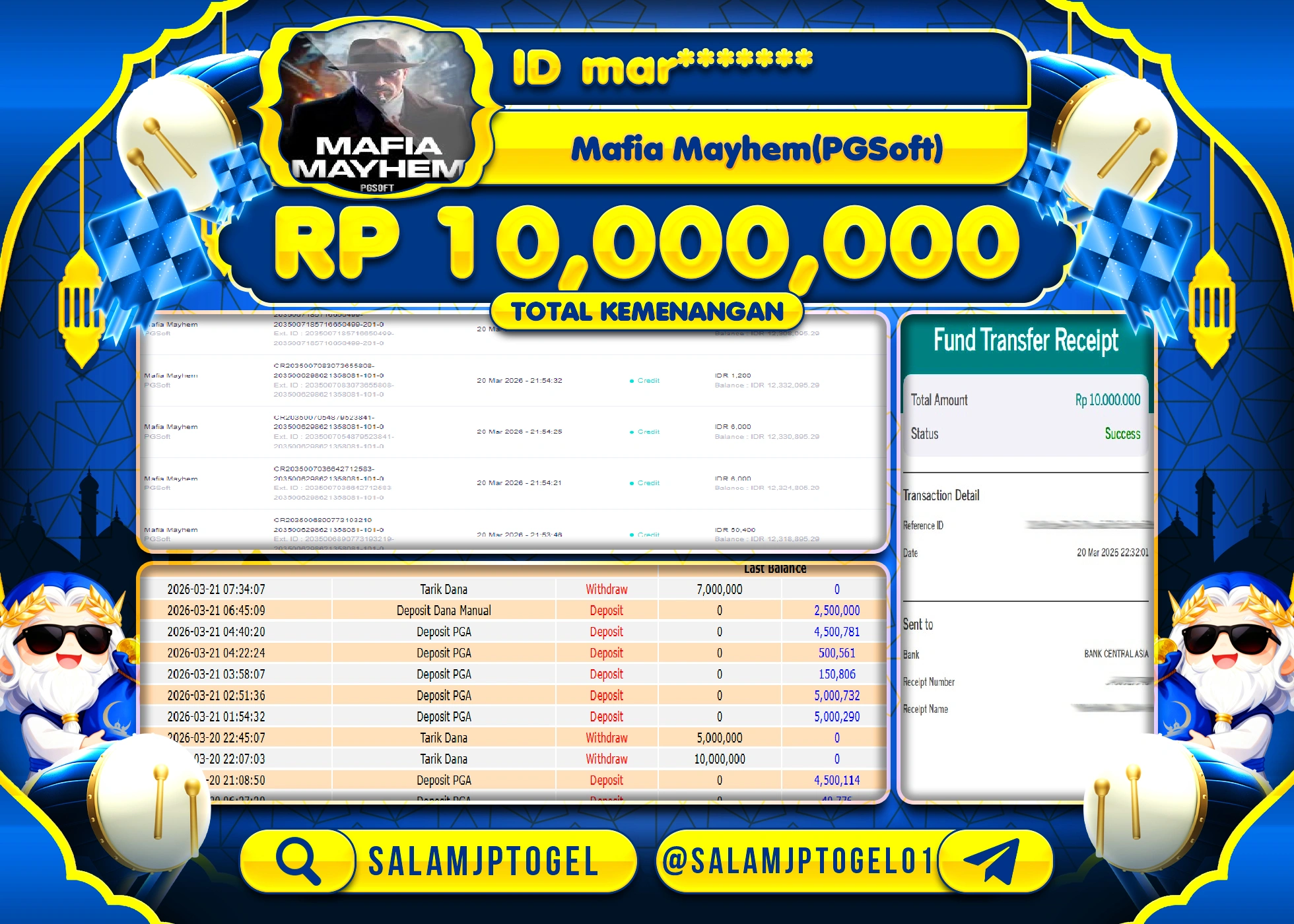 SALAMJPTOGEL MENANG JACKPOT SLOT MAFIA MAYHEM  Rp.10,000,000 - LUNAS