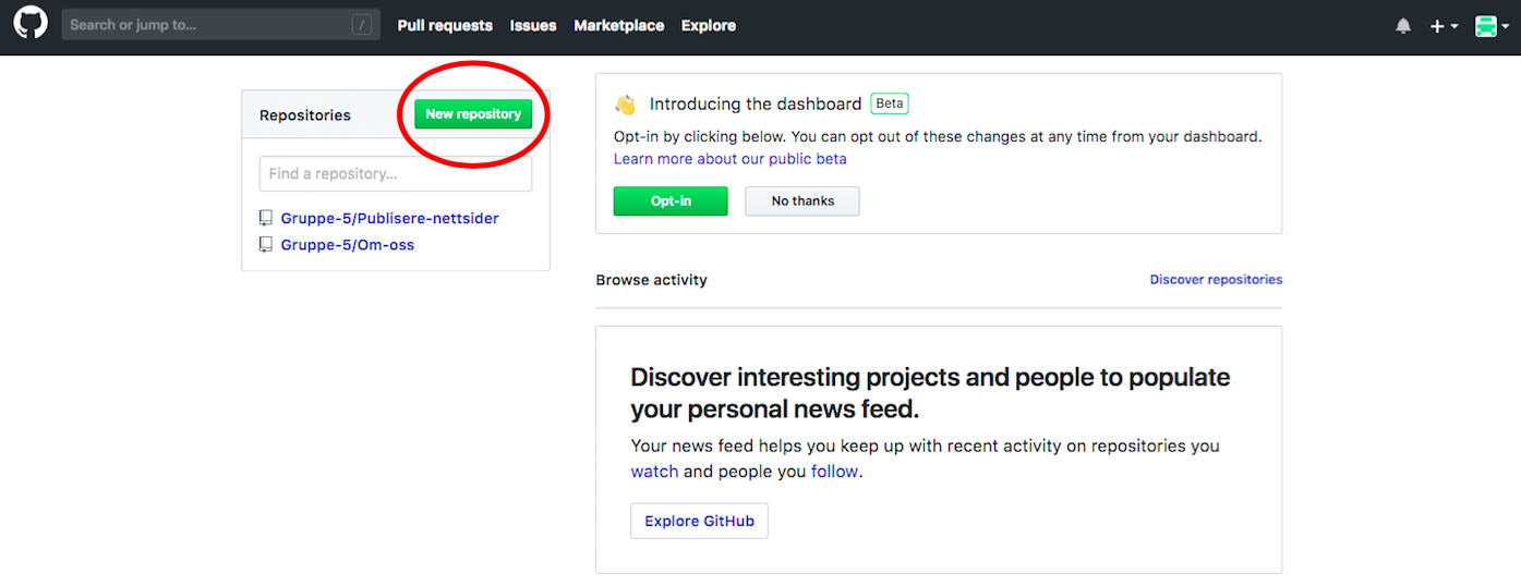 Bilde av <em> New repository </em>