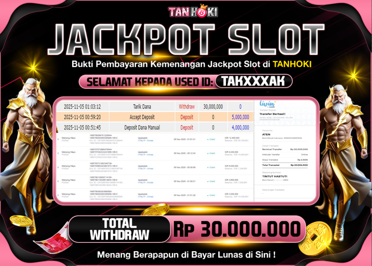 TANHOKI JACKPOT SLOT MAHJONG WAYS Rp..30.000.000,- LUNAS