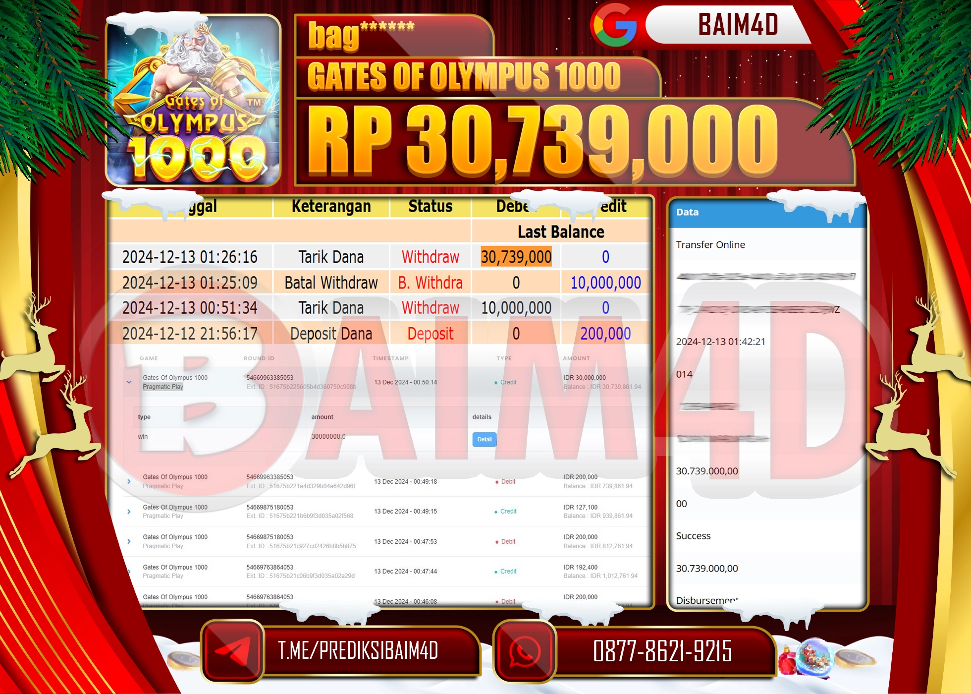 BAIM4D JACKPOT GATES OF OLYMPUS 1000 Rp.30.739,000.- LUNAS