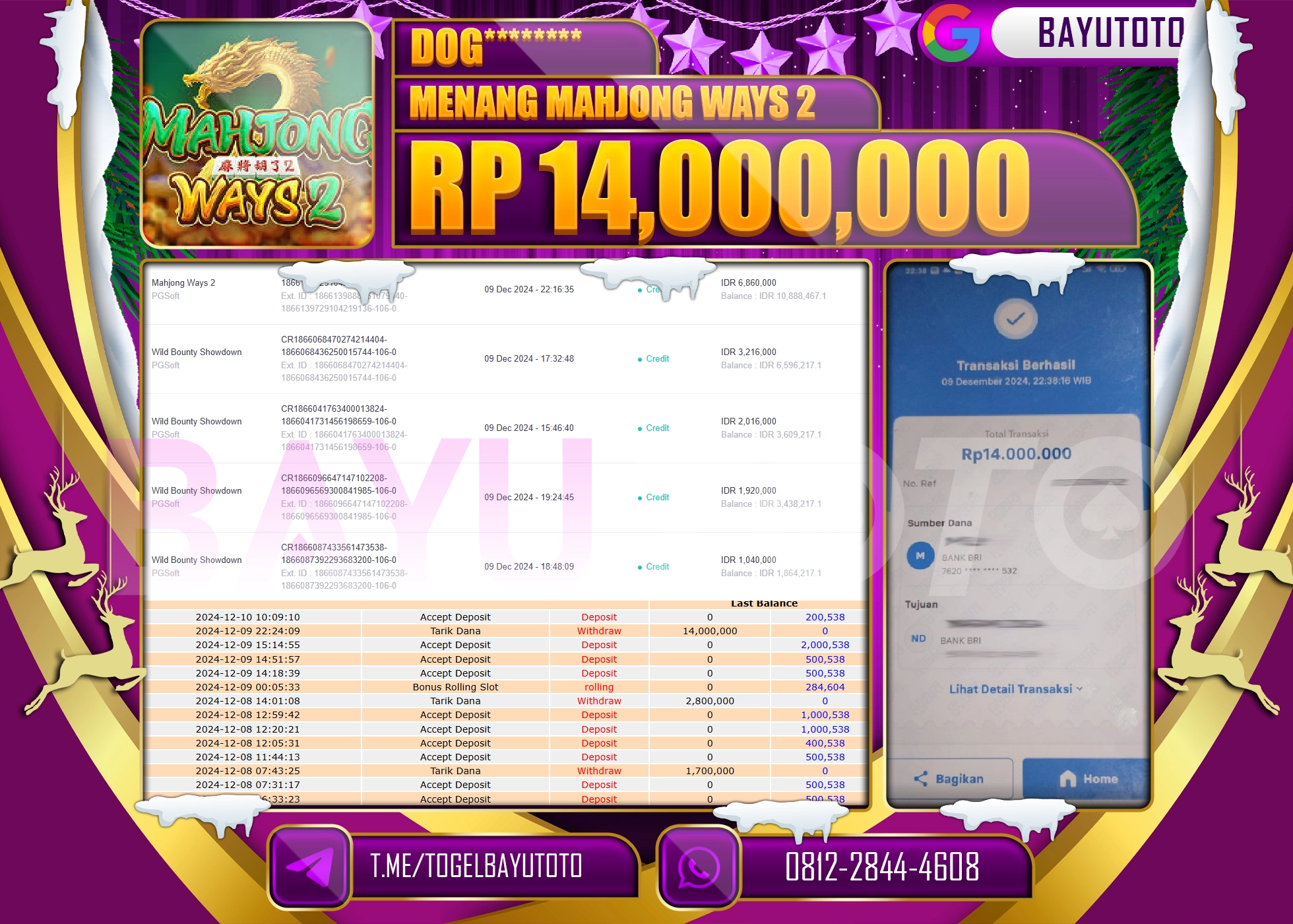 BAYUTOTO MENANG SLOT MAHJONG WAYS 2 14,000,000- LUNAS