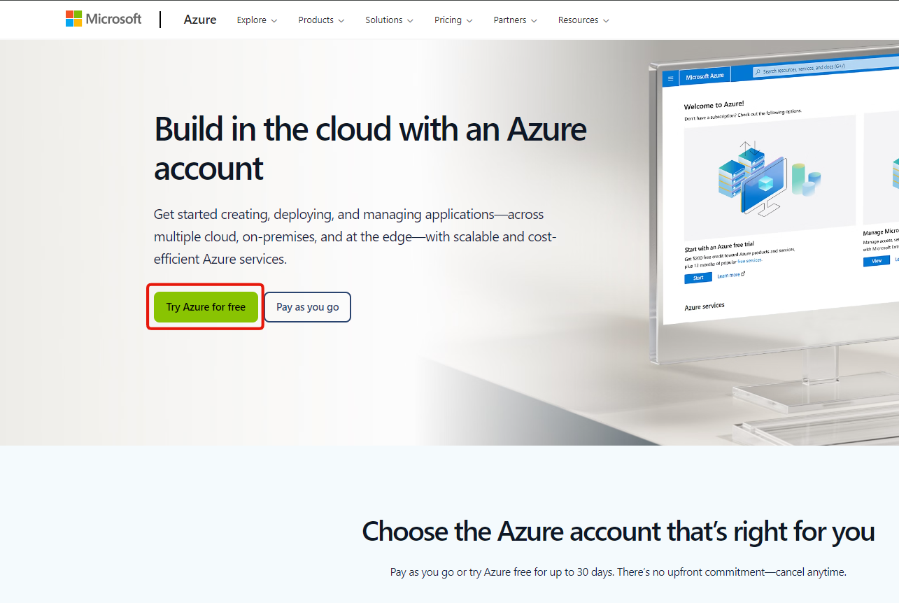 Try Azure for free