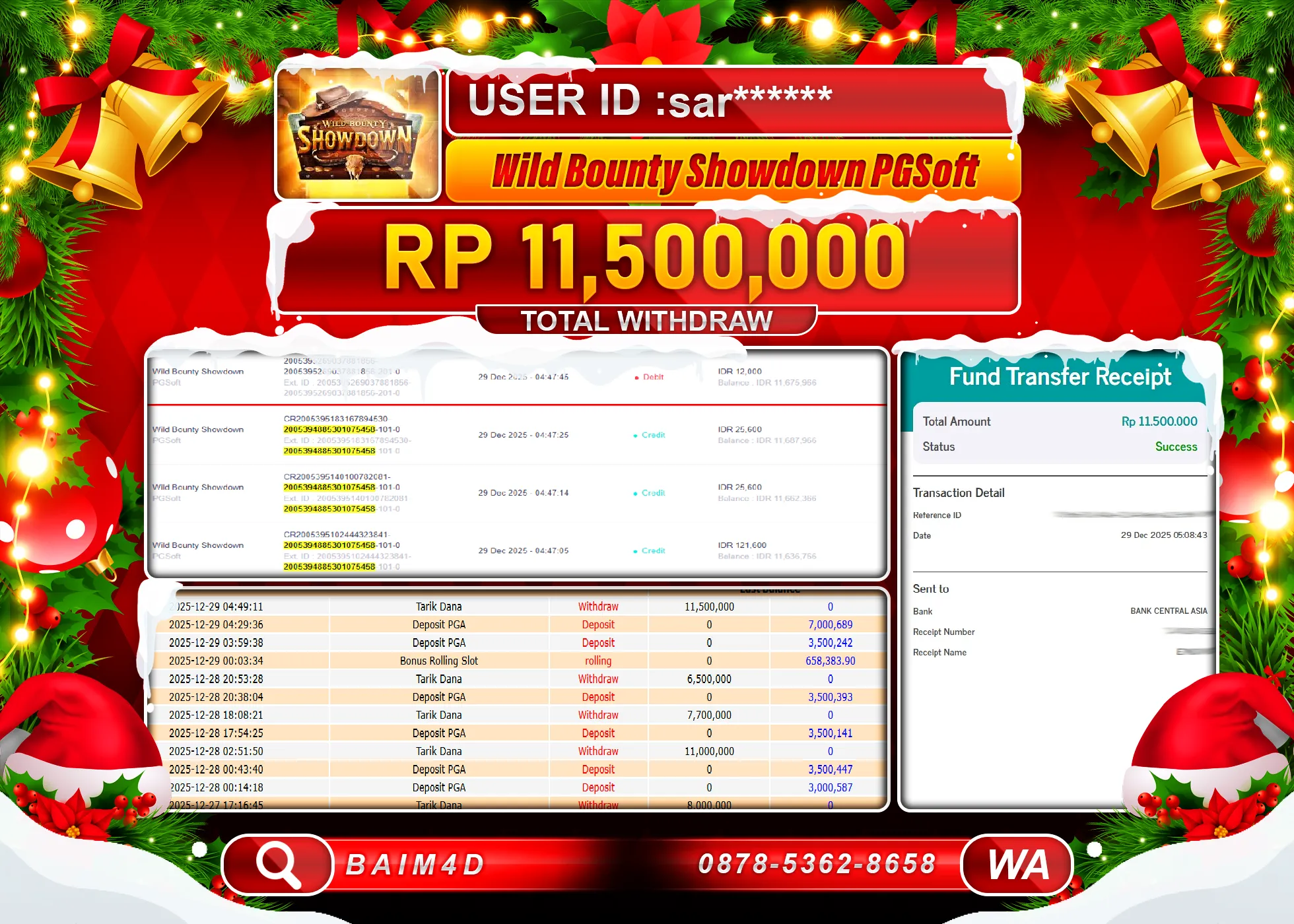 BAIM4D JACKPOT  SLOT WILD BOUNTY SHOWDOWN Rp.11,500,000 - LUNAS