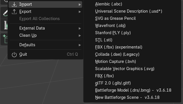 New Battleforge Scene menu