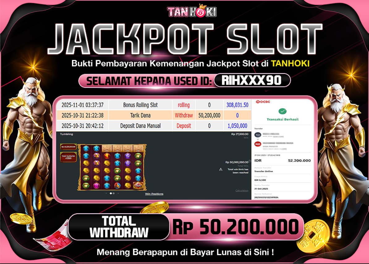 TANHOKI JACKPOT SLOT WISDOM OF ATHENA 1000 Rp..50.200.000,- LUNAS
