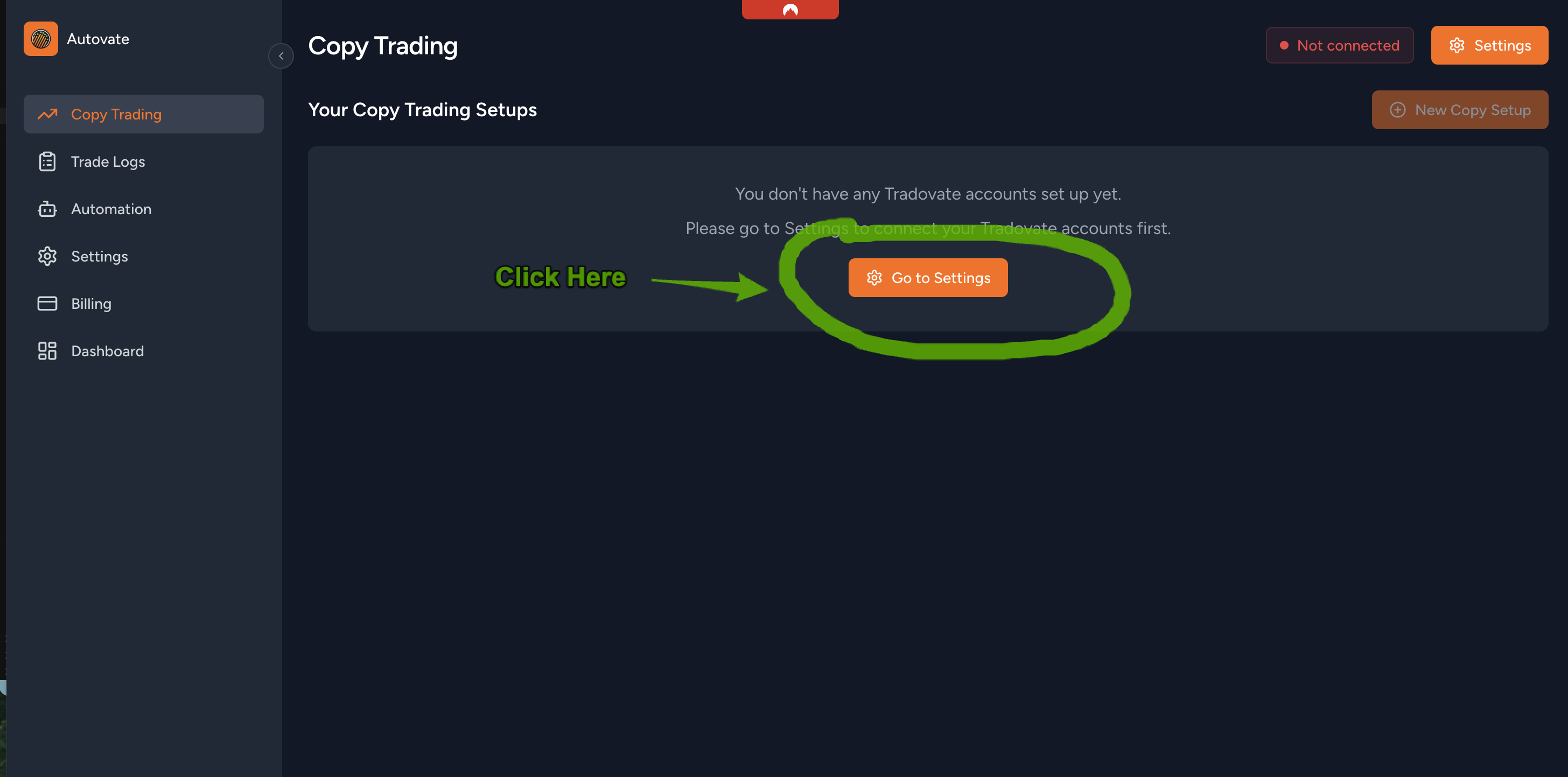 Autovate Settings page