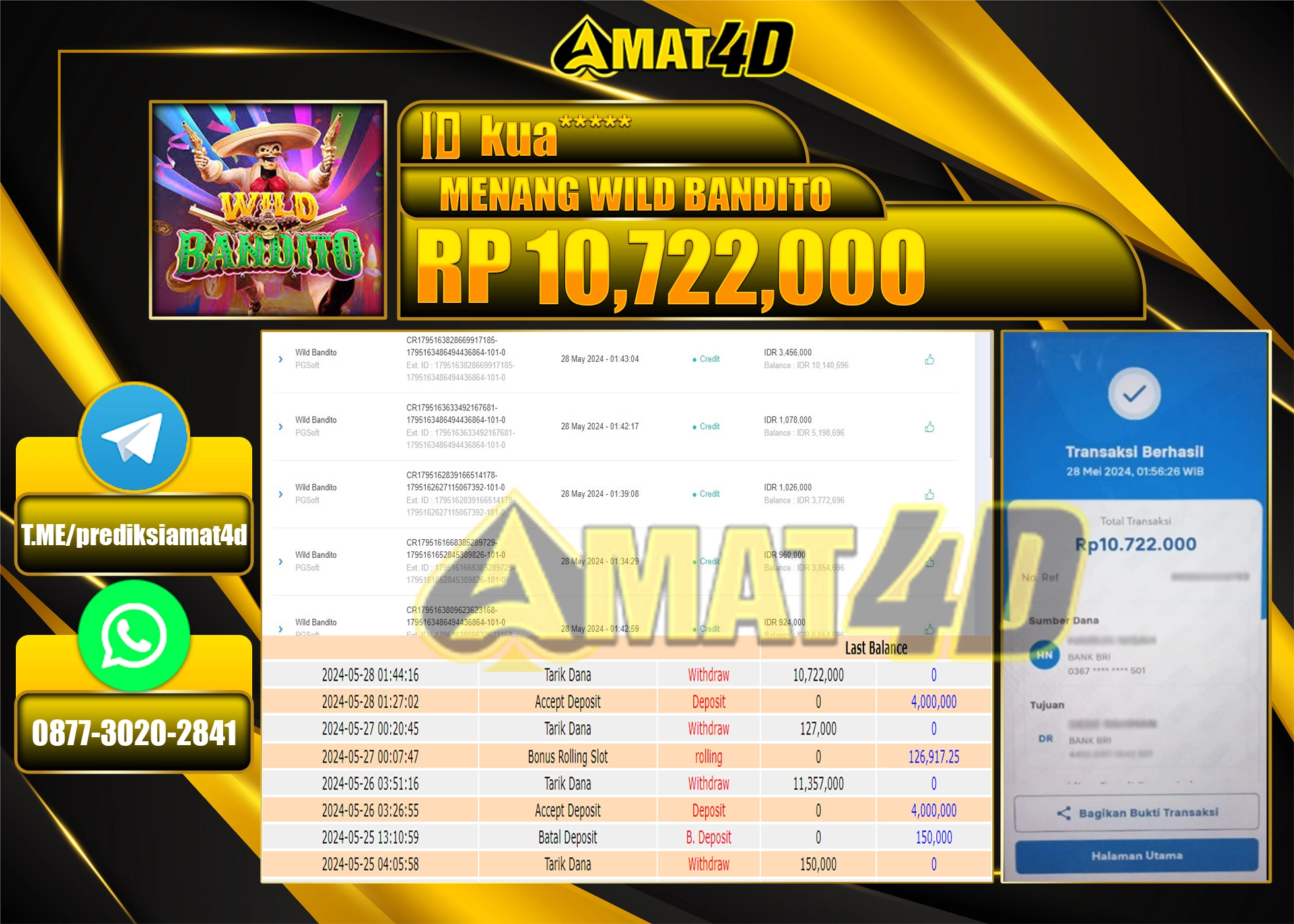 AMAT4D JACKPOT SLOT WILD BANDITO Rp.10.722.000 BERHASIL DI TERBAYAR LUNAS