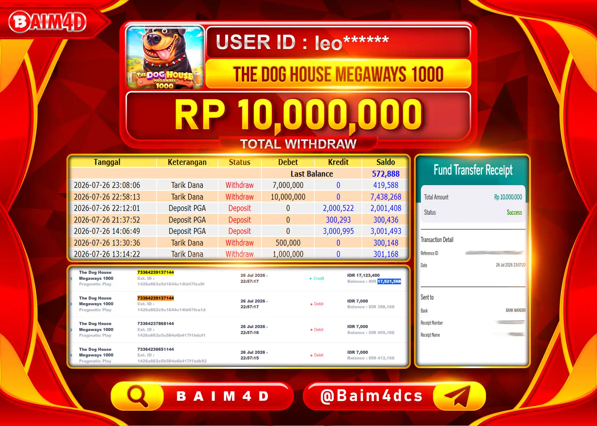 BAIM4D JACKPOT THE DOG HOUSE MEGAWAYS 1000 Rp.10,000,000 - LUNAS