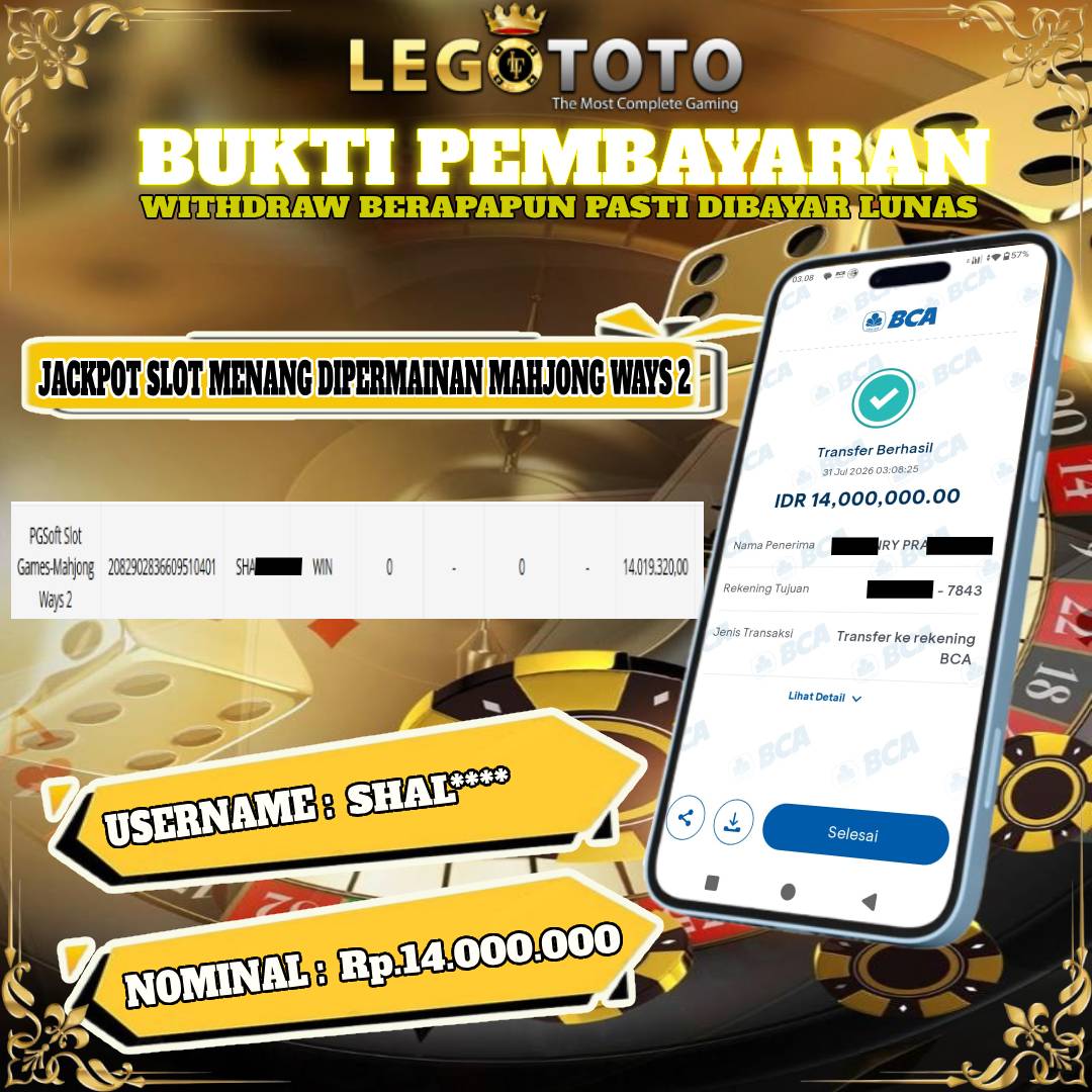  🏆 BUKTI KEMENANGAN MEMBER LEGOTOTO MAHJONG WINS 2 🏆