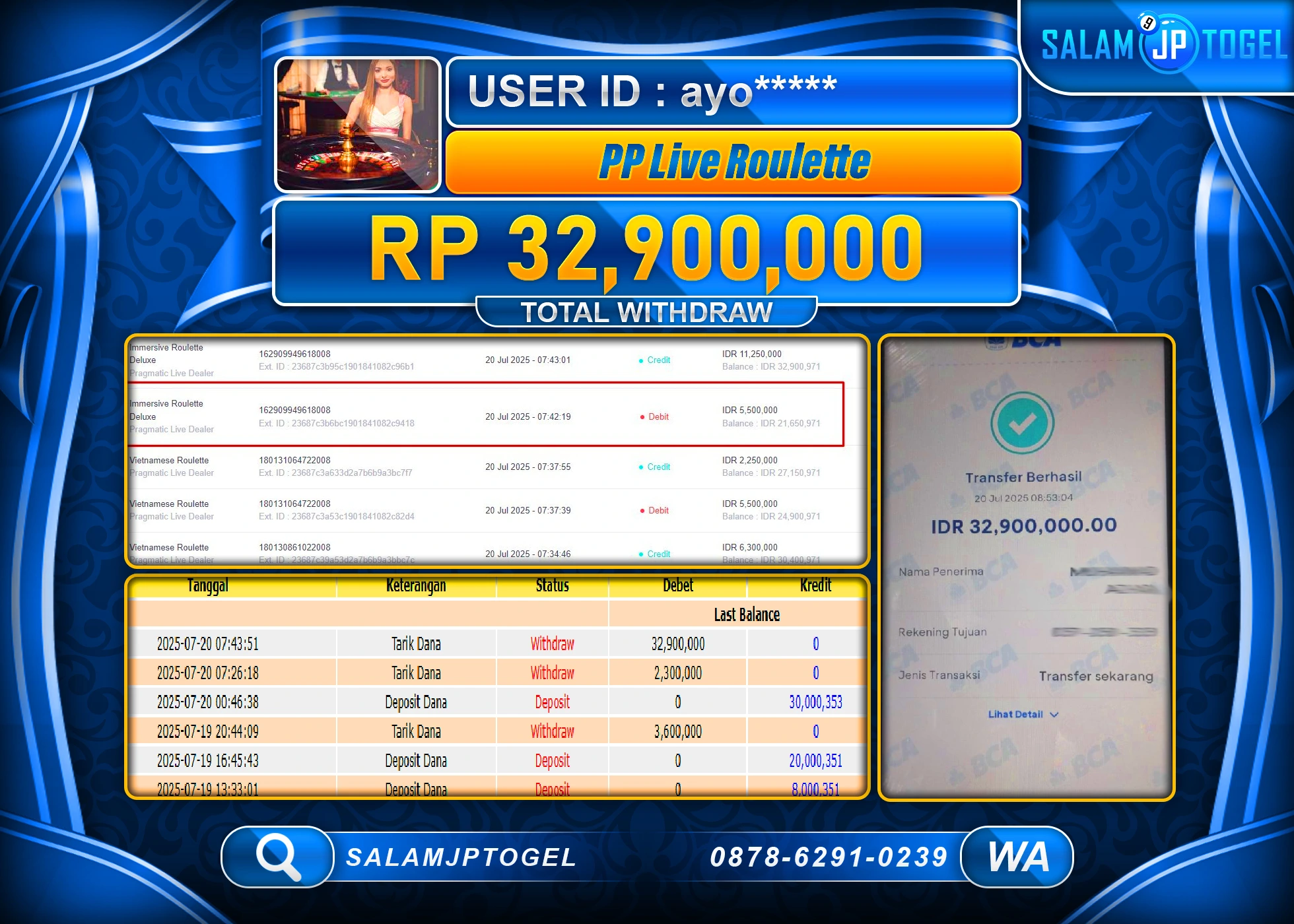 SALAMJPTOGEL MENANG PP LIVE ROULETTE Rp.32,900,000
