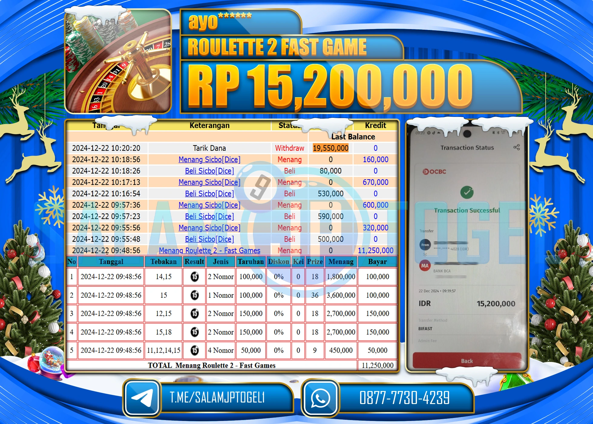 SALAMJPTOGEL MENANG ROULETTE 2 FAST GAME Rp.15,200,000 LUNAS