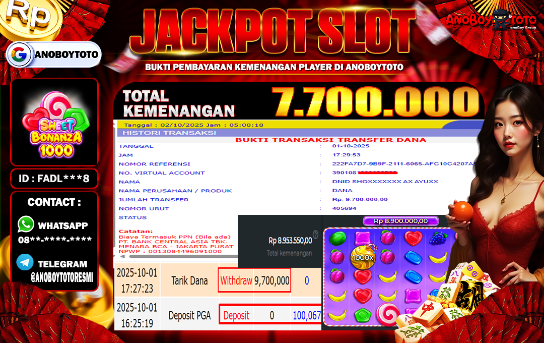 ANOBOYTOTO di Sweet Bonanza 1000 RP.7.700.000 LUNAS