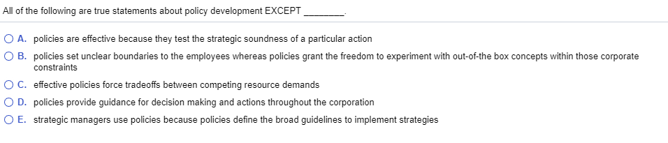 Solved All of the following are true statements about policy | Chegg.com