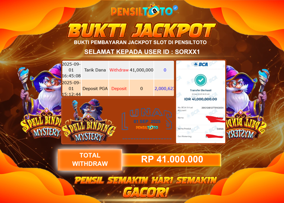 PENSILTOTO JACKPOT SPELL BINDING Rp.41.000.000,- LUNAS