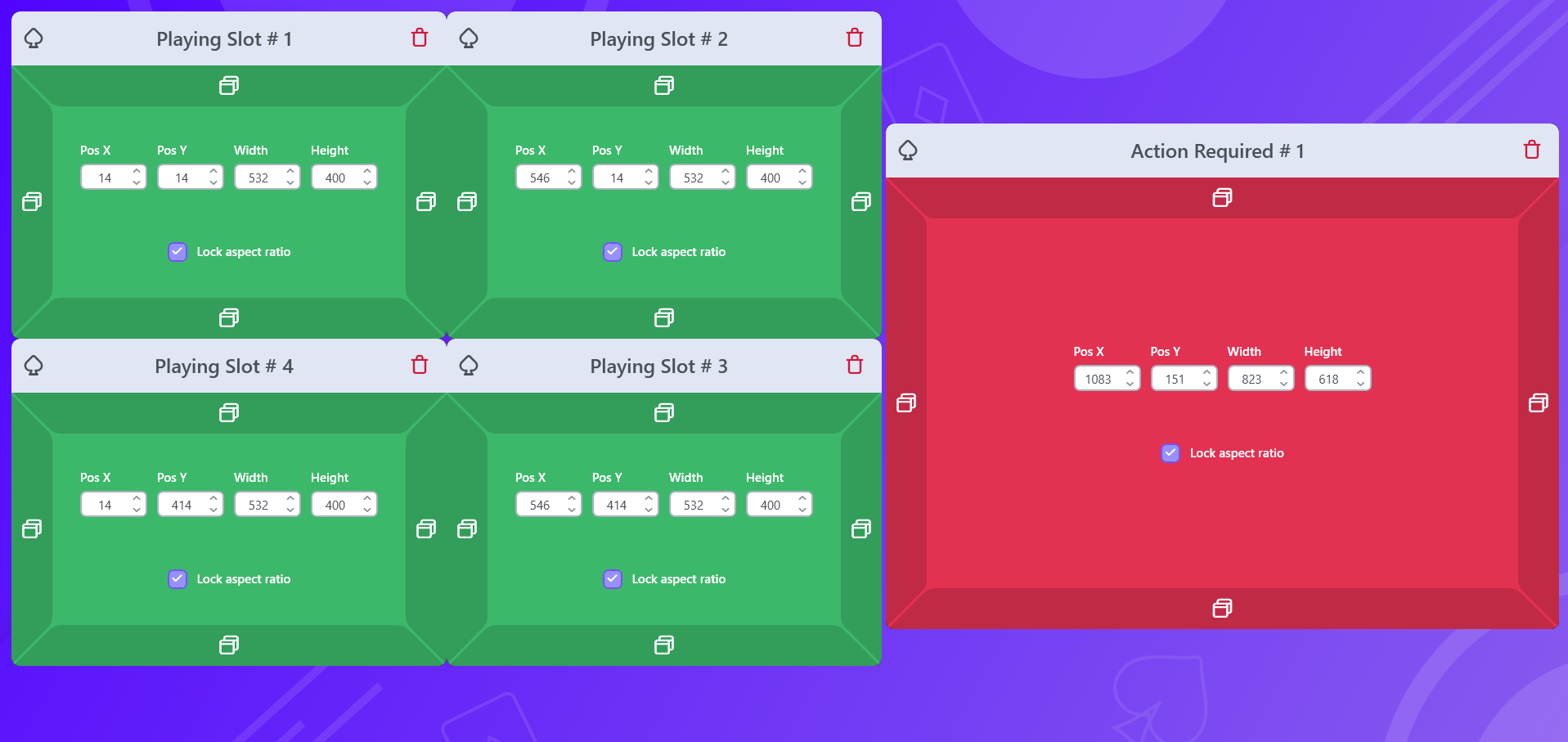 Tables Layout with Action Required Slot