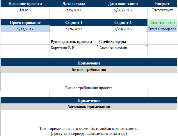 Общая проектная информация