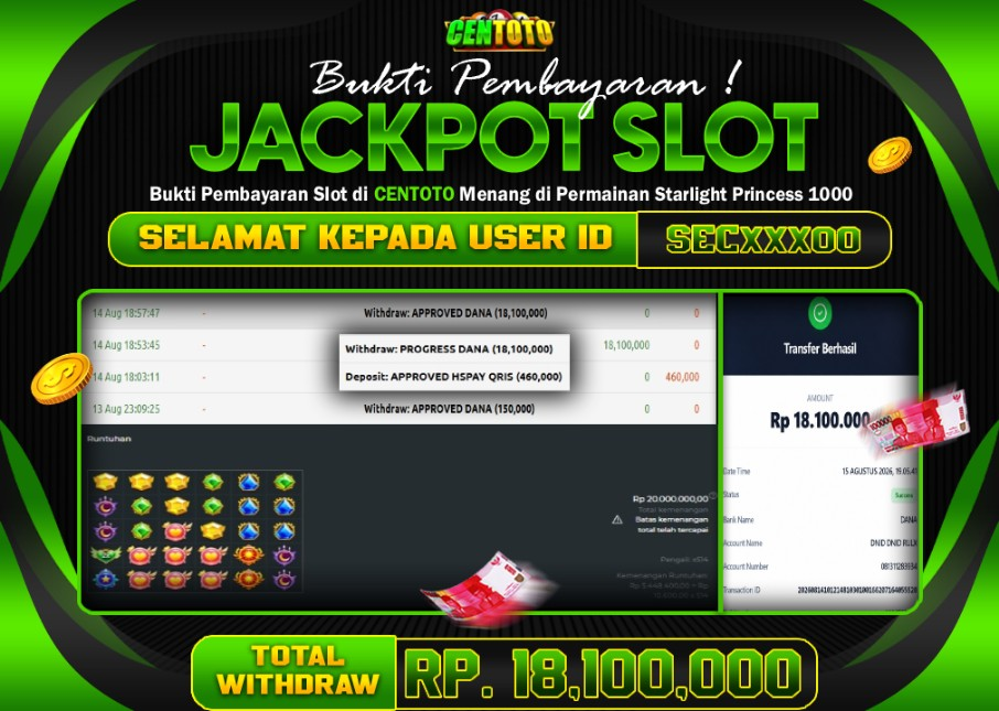 BUKTI JACKPOT LUNAS CENTOTO  RP 9.000.000,-LUNAS