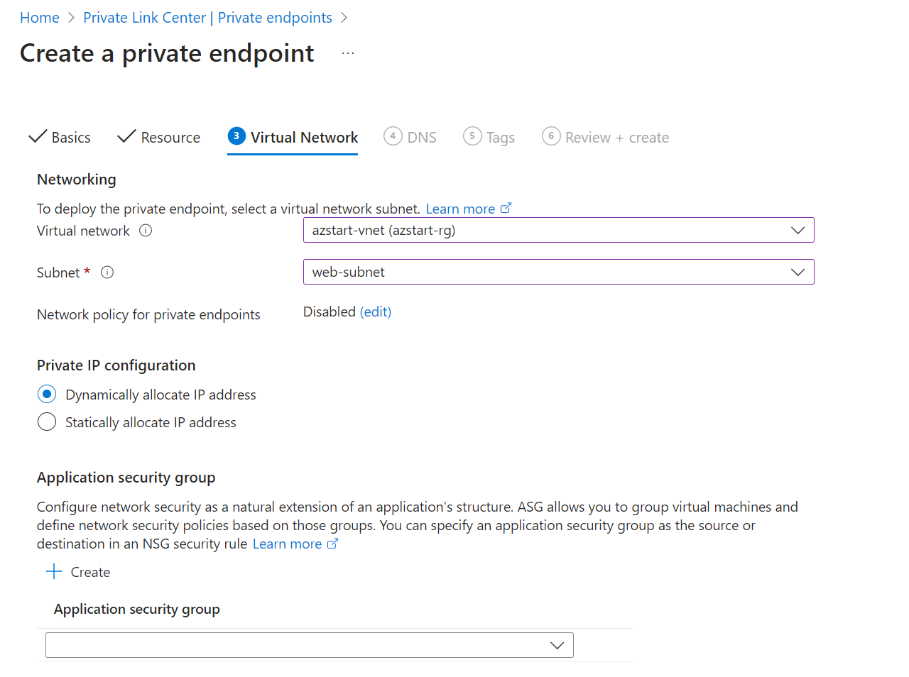 Create a private endpoint (Virtual Network)