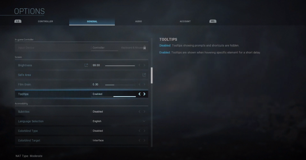 The settings for Call Duty: Modern Warfare - Gamepur