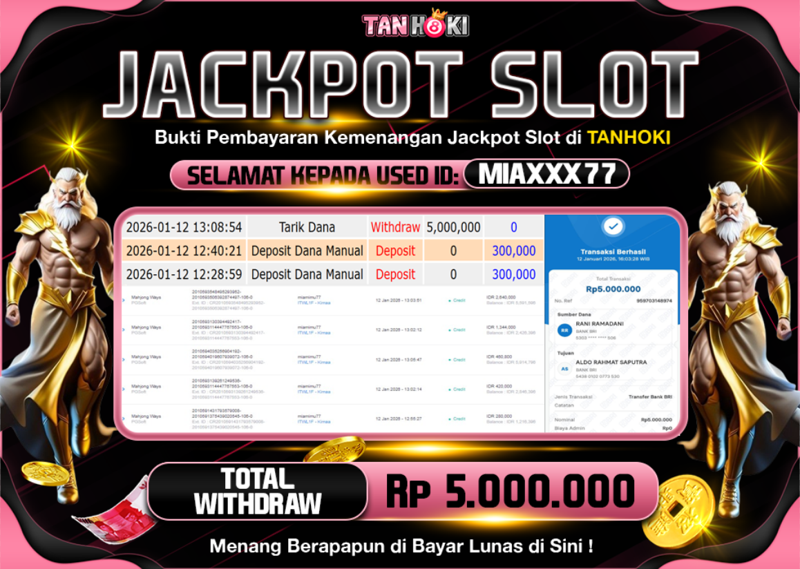 TANHOKI JACKPOT SLOT MAHJONG WAYS Rp..5.000.000,- LUNAS