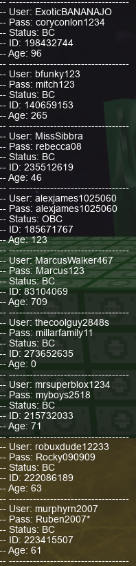 Roblox Passwords For Roblox Accounts