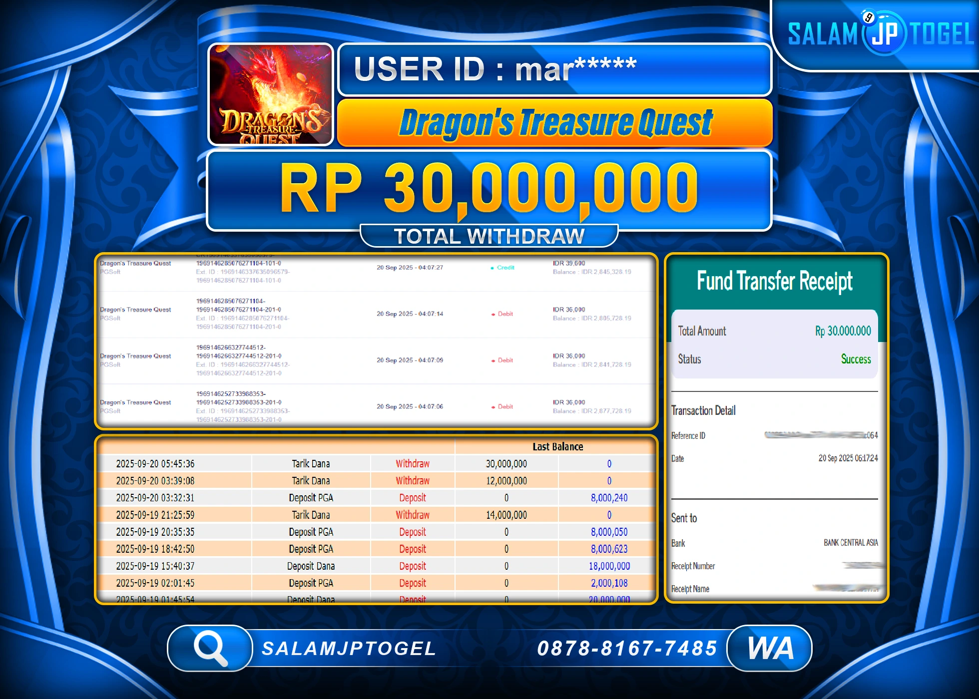 SALAMJPTOGEL MENANG DRAGON'S TREASURE QUEST  Rp.30,000,000