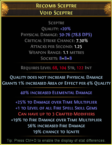 Example crafted Recomb Sceptre