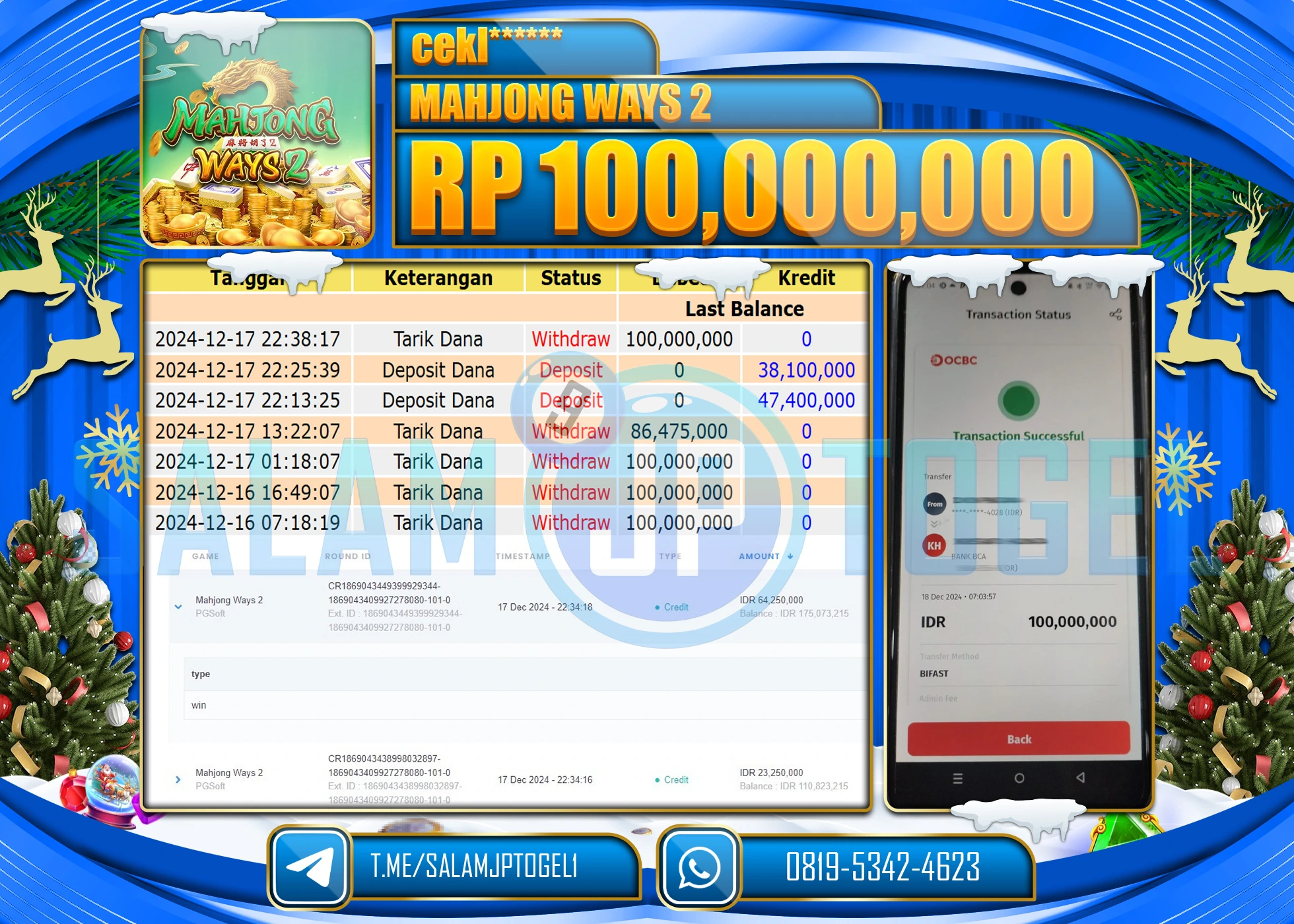 SALAMJPTOGEL MENANG  SLOT MAHYONG WAYS  2 Rp.100,000,000 LUNAS