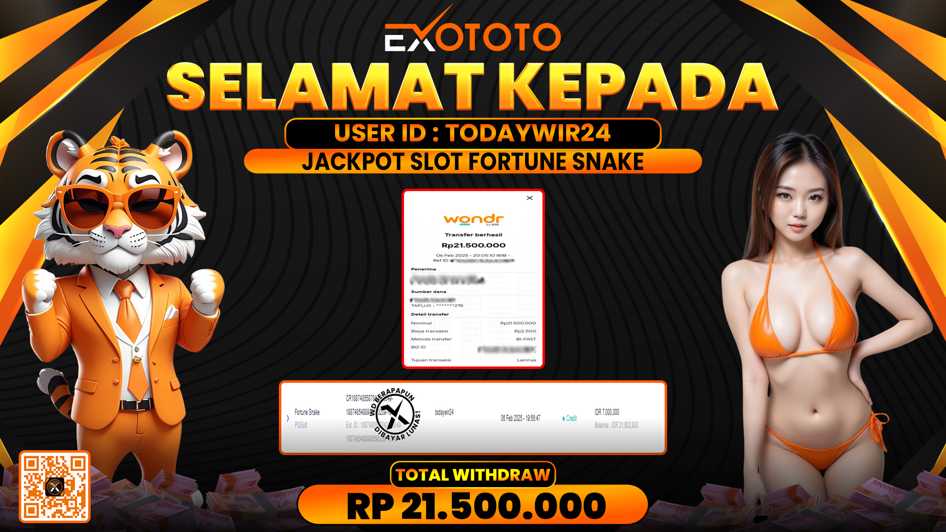 EXOTOTO JACKPOT DI SLOT FORTUNE SNAKE RP. 21.500.000,- LUNAS
