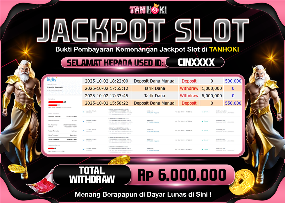 TANHOKI JACKPOT SLOT ANUBIS WRATH Rp.6.000.000,- LUNAS