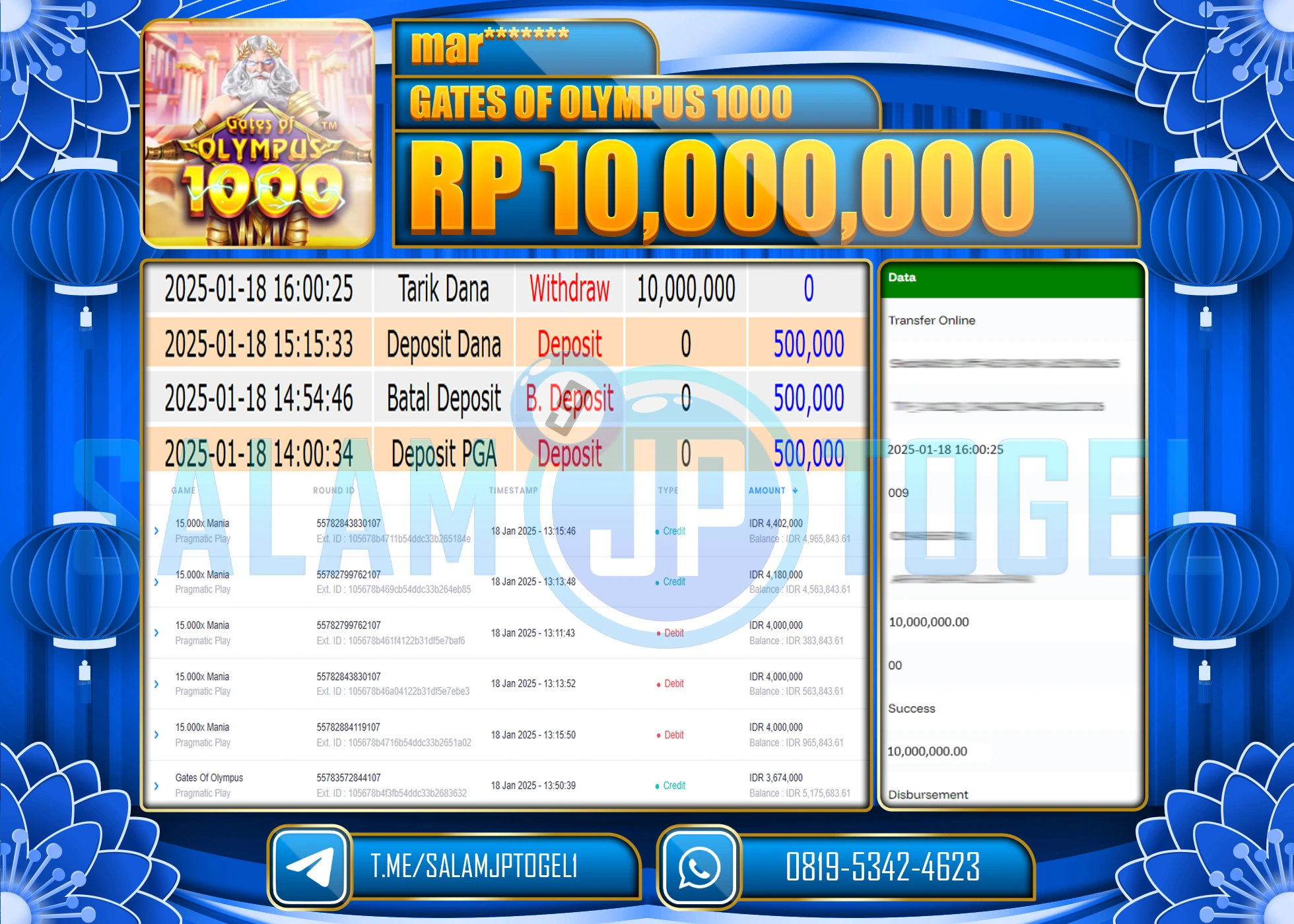 SALAMJPTOGEL MENANG GATES OF GATOT KACA  Rp.10,000,000 LUNAS