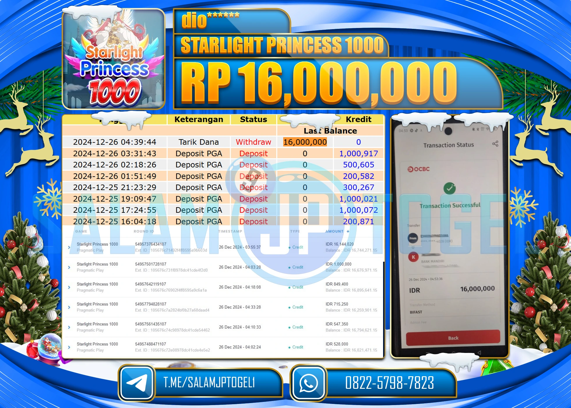 SALAMJPTOGEL MENANG STARLIGHT PRINCESS 1000  Rp.16,000,000 LUNAS
